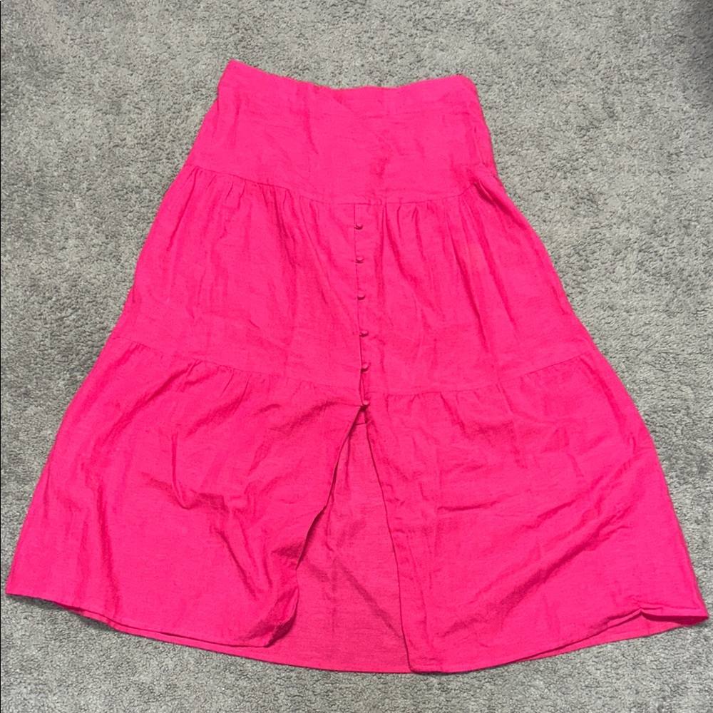 Jopna hot pink tiered midi skirt